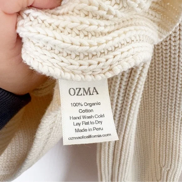 Ozma Elia Crewneck Organic Cotton Chunky Sweater Ecru